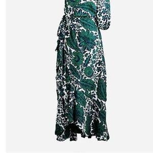 J. Crew Green and Blue Floral One ShoulderMaxi Dress